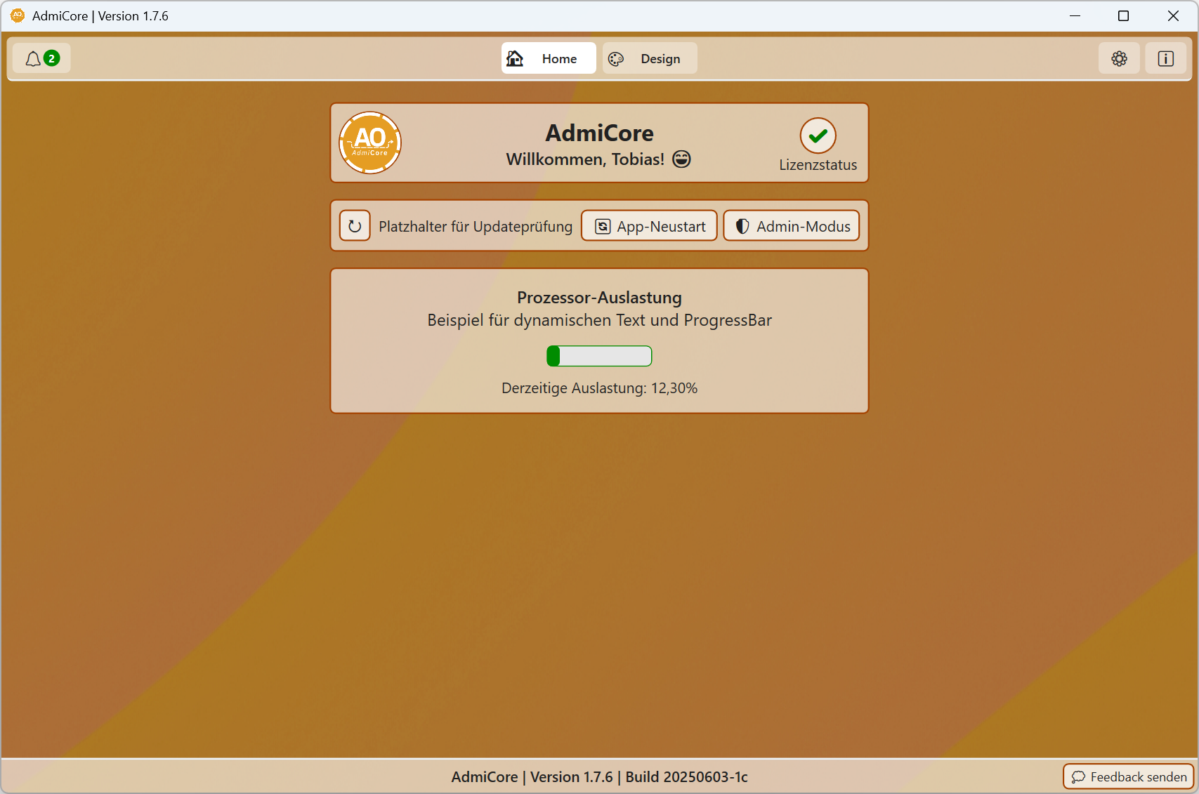 AdmiCore Screenshot Dashboard