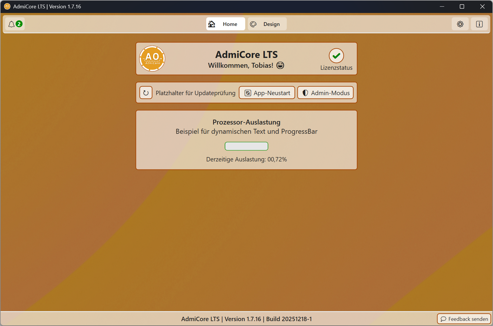 AdmiCore Screenshot Dashboard
