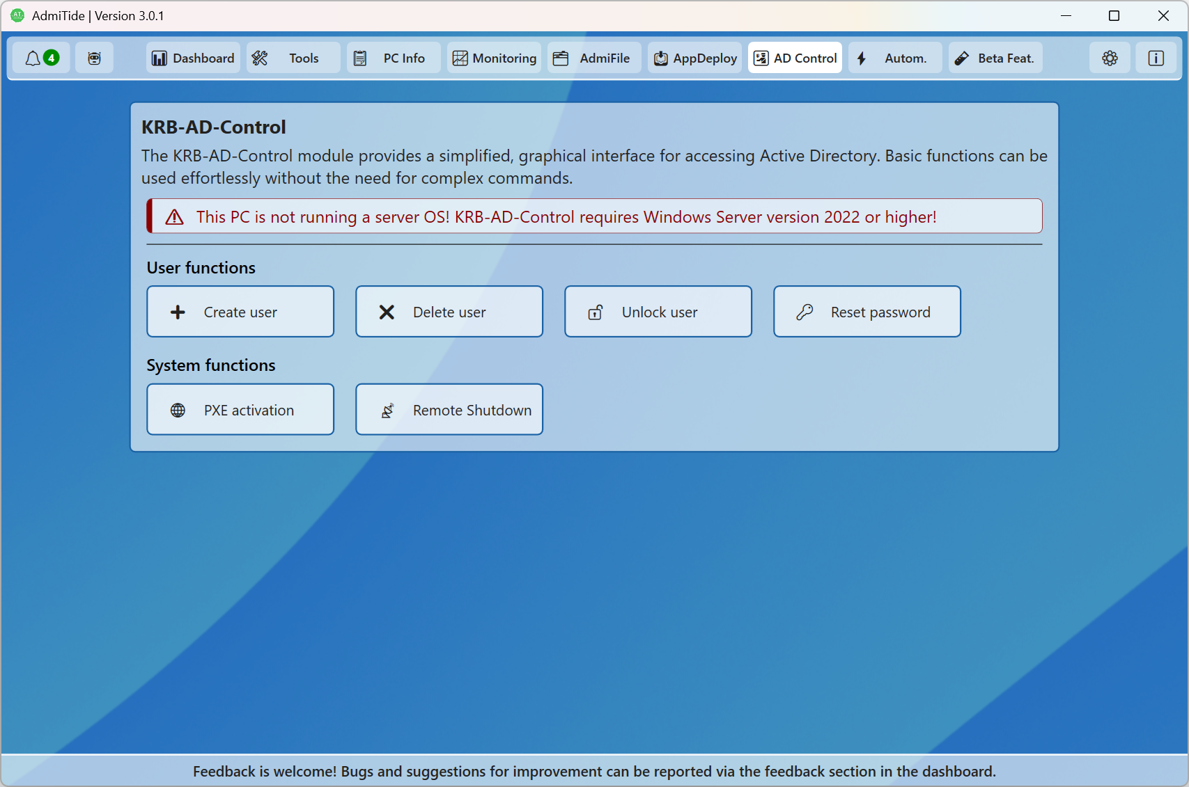 AdmiTide Screenshot AD-Control