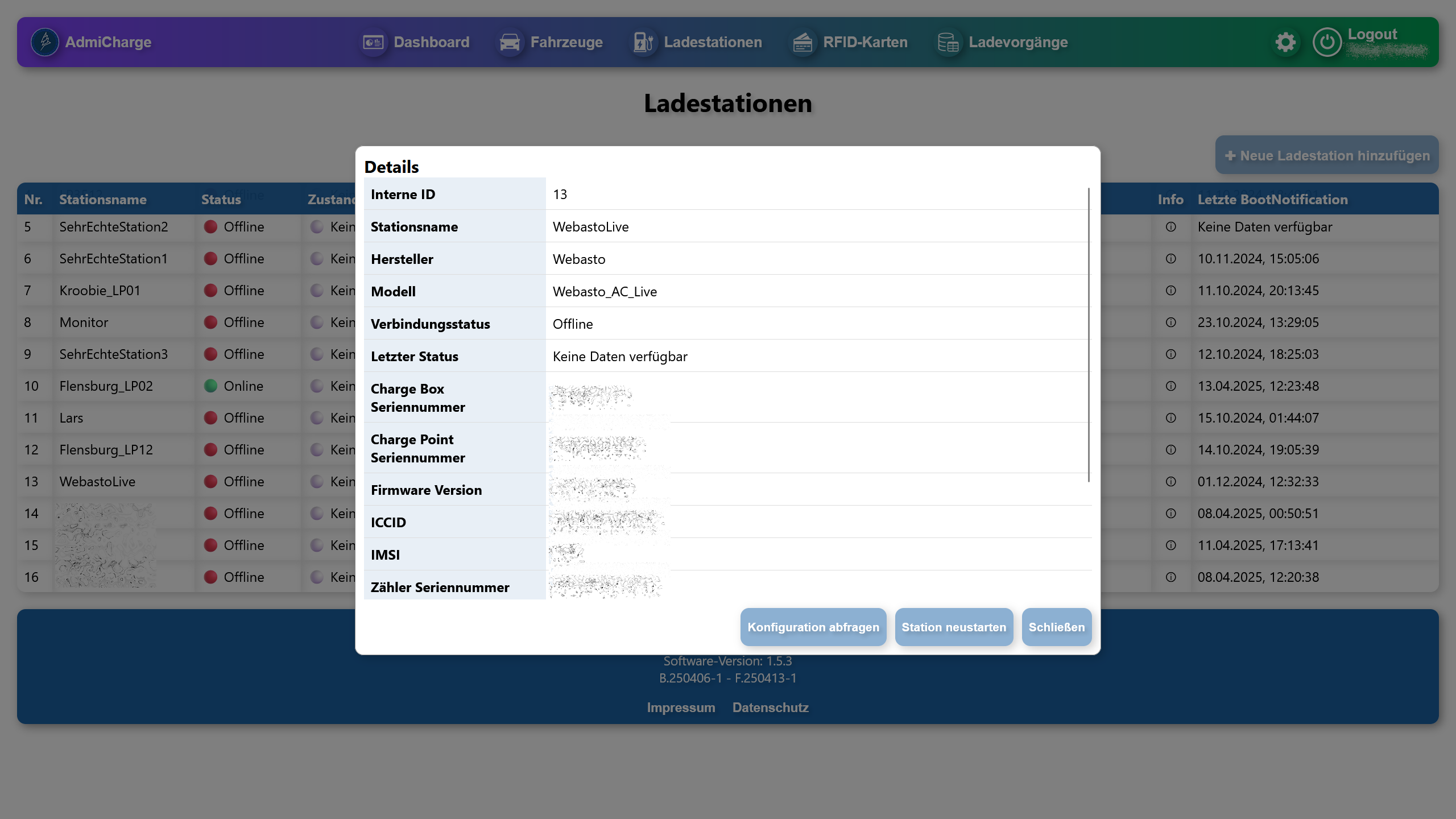 AdmiCharge Screenshot EVSES