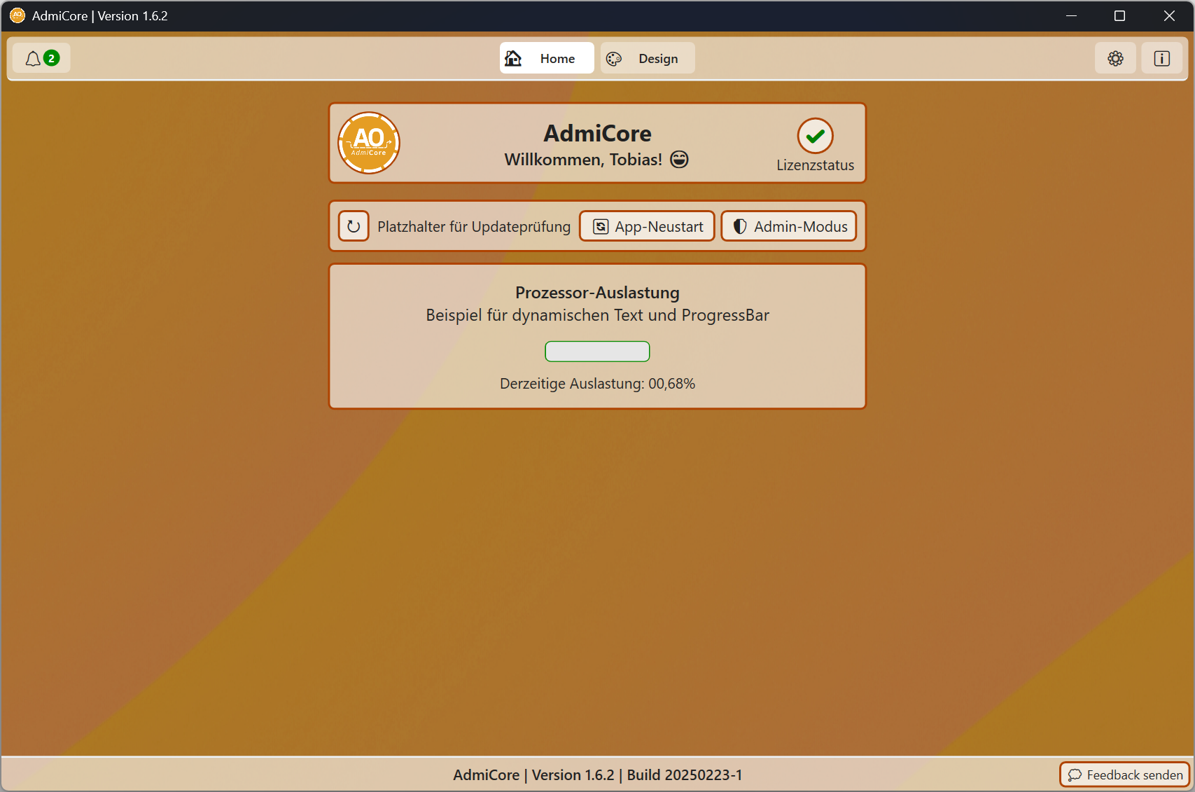 AdmiCore Screenshot Dashboard