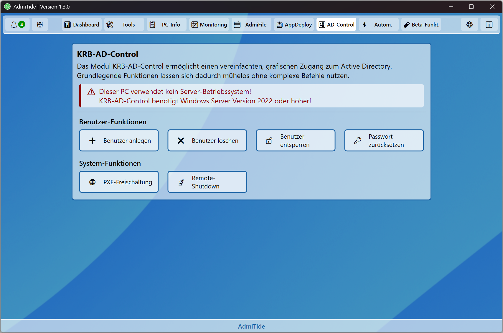 AdmiTide Screenshot AD-Control
