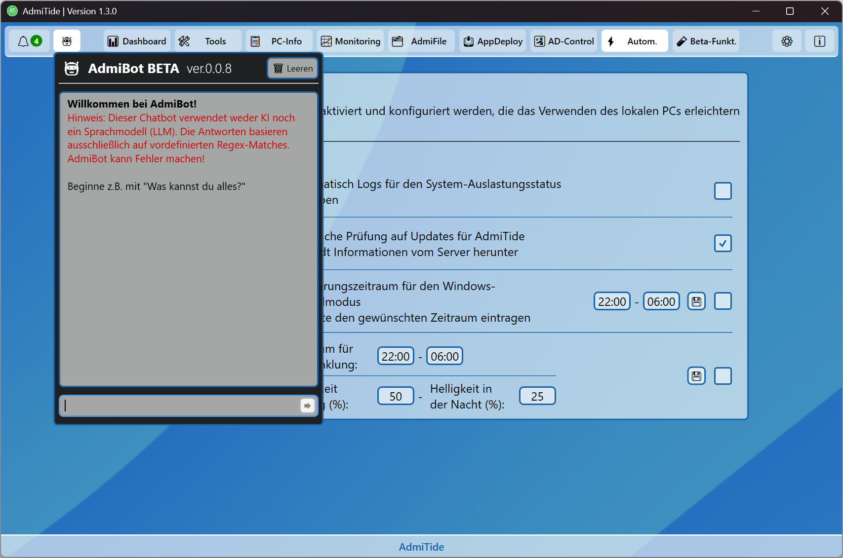 AdmiTide Screenshot automations