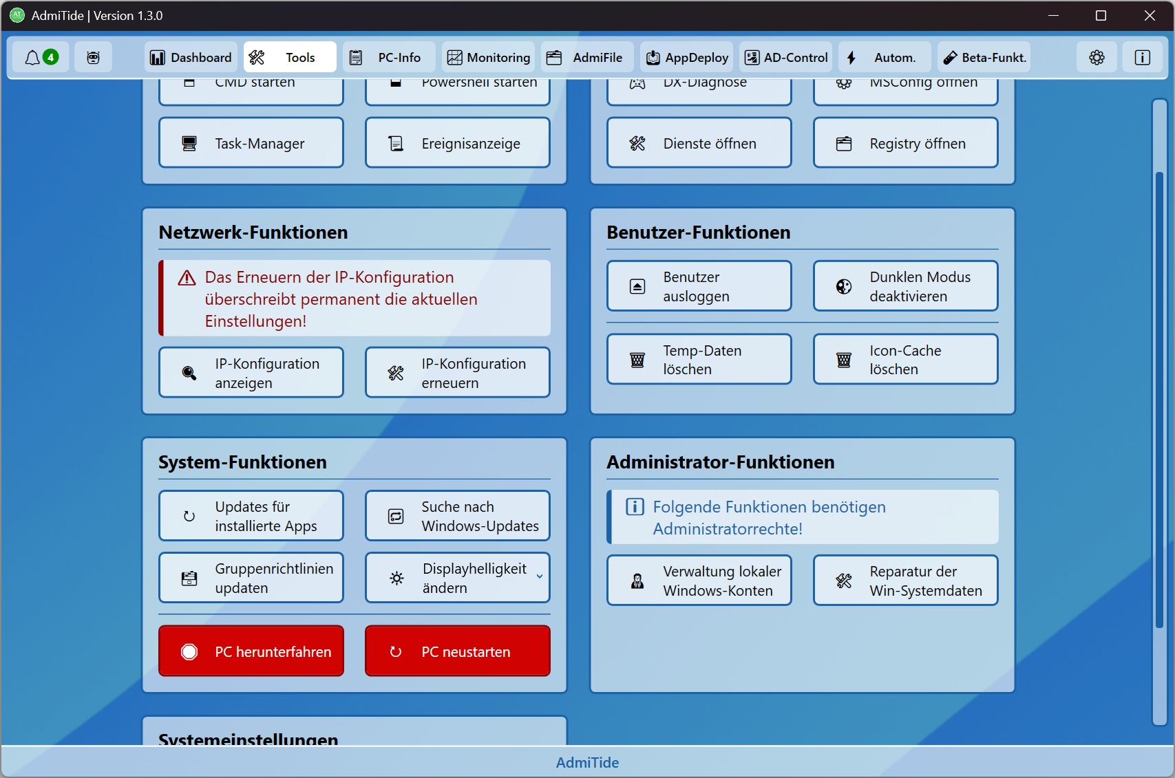 AdmiTide Screenshot Shortcuts